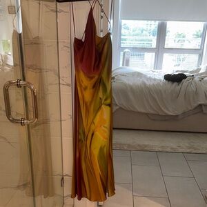 Multicolor Zara Satin Slip Dress